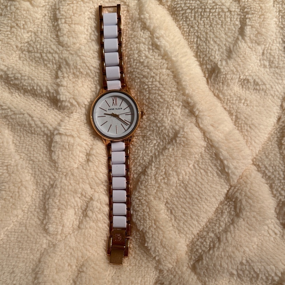 Anne Klein Rose Gold and White Bracelet Watch